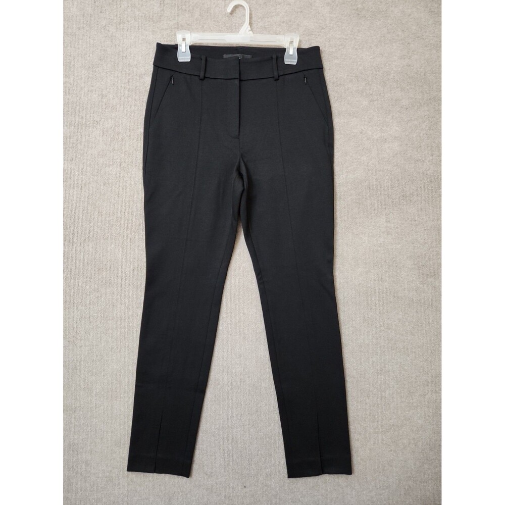 WHBM Luxe Stretch Front Slit Slim Pants Womens 10 Black Zip Pockets NEW